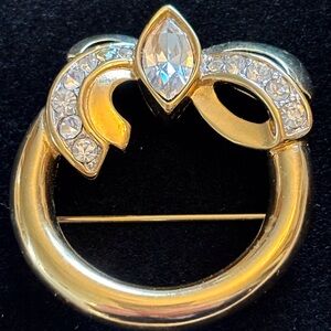 Vintage Monet Gold and Stone Brooch